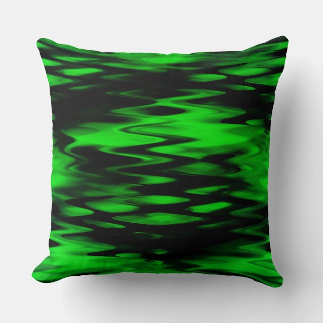 Coussin Zigzag abstrait formé en noir et vert (Recto)