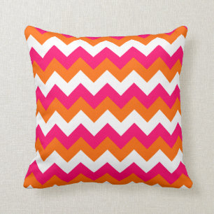 Coussin Zigzag blanc orange rose
