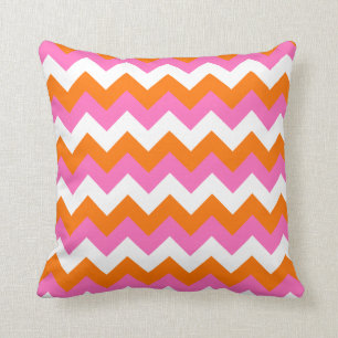 Coussin Zigzag blanc rose et orange