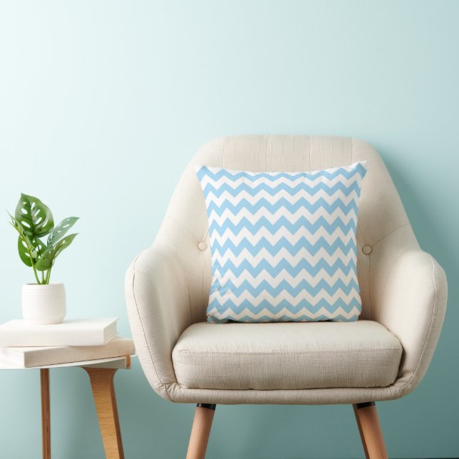Coussin Zigzag bleu, Chevron bleu, Motif géométrique (Chaise)