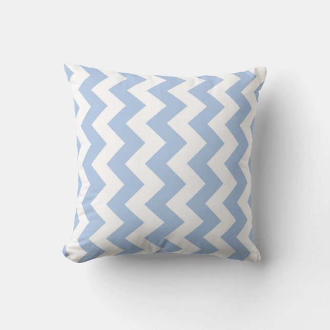 Coussin Zigzag bleu-clair et blanc (Recto)