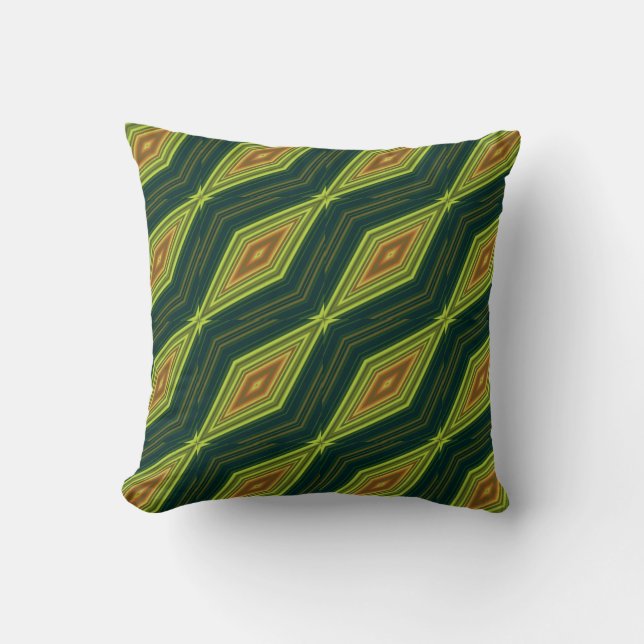 Coussin Zigzag géométrique moderne motif vert et beige (Recto)
