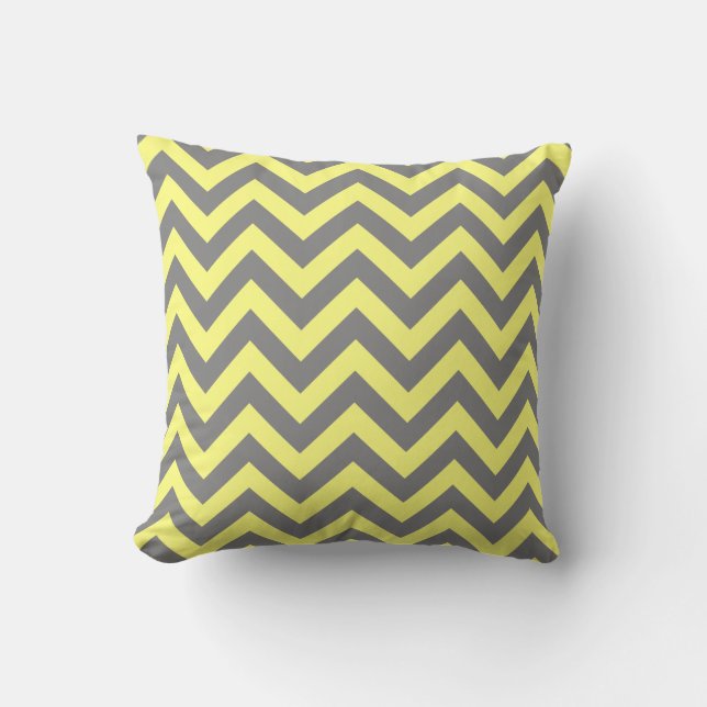 Coussin Zigzag jaune et gris (Recto)
