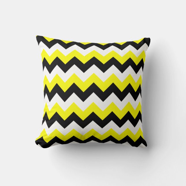 Coussin Zigzag jaune noir et blanc (Recto)