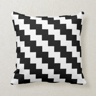 Coussin Zigzag moderne en noir et blanc
