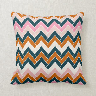 Coussin Zigzag Motif Marine bleu rose orange Chevron