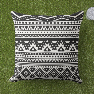 Coussin Zigzag Noir Et Blanc Unique Stripes Art Tribal