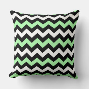 Coussin Zigzag patroon (zwart, groen, wit)