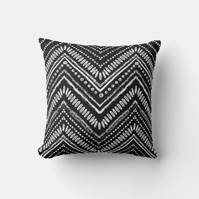 Coussin Zigzag Stripes : Ethnique Dessinée À La Main (Recto)