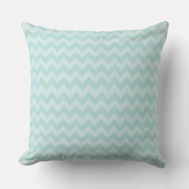 Coussin Zigzag turquoise d'Aqua de Chevron d'oeufs de merl (Recto)