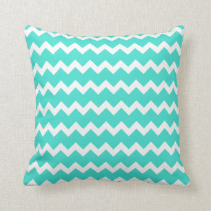 Coussin Zigzag Turquoise et Blanc