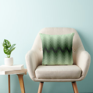 Coussin Zigzag vert foncé et menthe. lancer l'oreiller