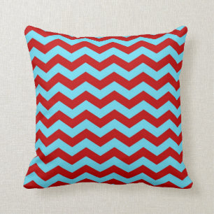 Coussin Zigzags rouges de Chevron de turquoise turquoise à