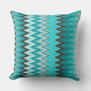 Coussin Zigzags turquoise et gris