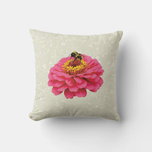 Coussin Zinnia et l'abeille