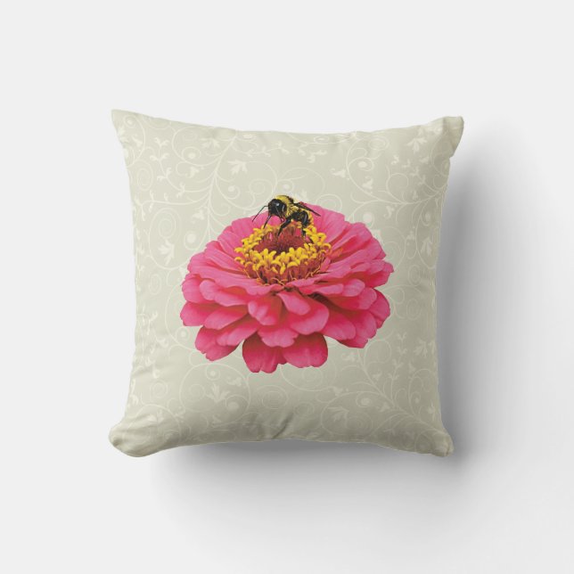 Coussin Zinnia et l'abeille (Recto)