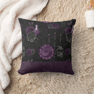 Coussin Zodiac Magie   Plum violet foncé Roses de crâne go