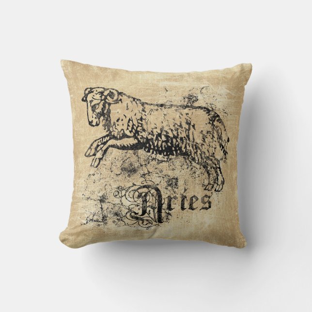 Coussin Zodiaque Bélier Vintage (Recto)
