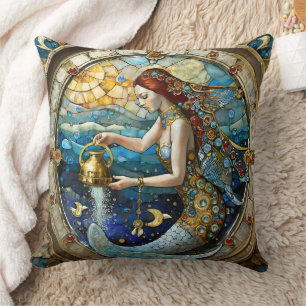 Coussin Zodiaque - Verseau La Porteuse d'Eau Sirène