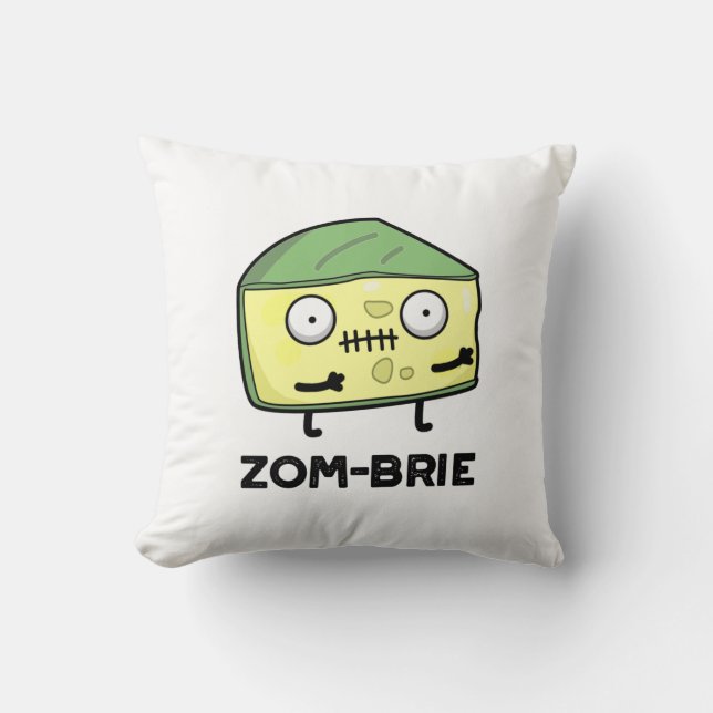 Coussin Zom brie Drôle Halloween Zombie Brie Pun fromage (Recto)
