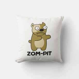 Coussin Zom-pit Funny Halloween Zombie Pit Bull Pun