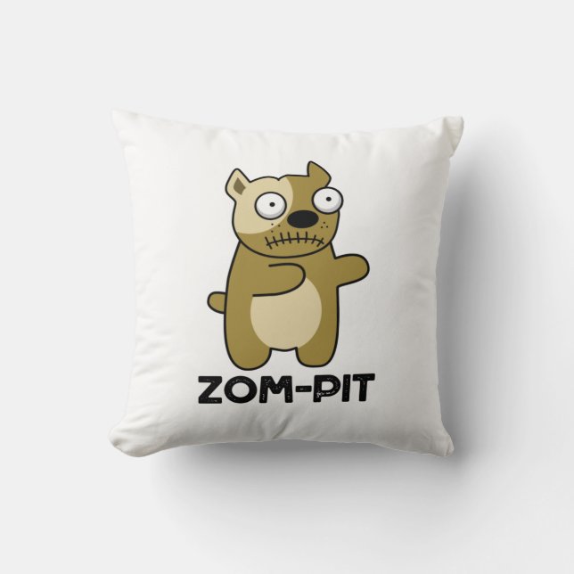 Coussin Zom-pit Funny Halloween Zombie Pit Bull Pun (Recto)