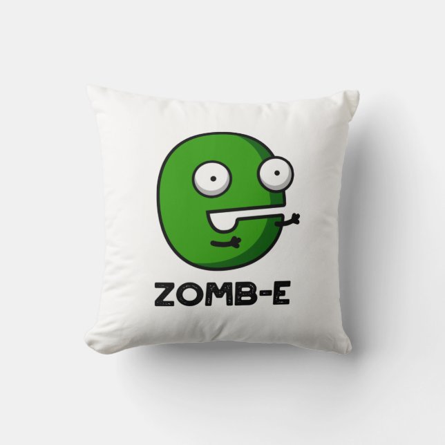 Coussin Zomb-E Drôle Halloween Zombie Alphabet Pun (Recto)