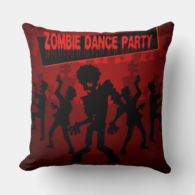 Coussin Zombie Dance Party Noir & Orange (Recto)