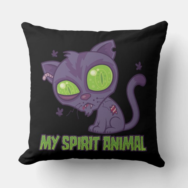 Coussin Zombie Kitten Est Mon Animal Spirituel (Recto)