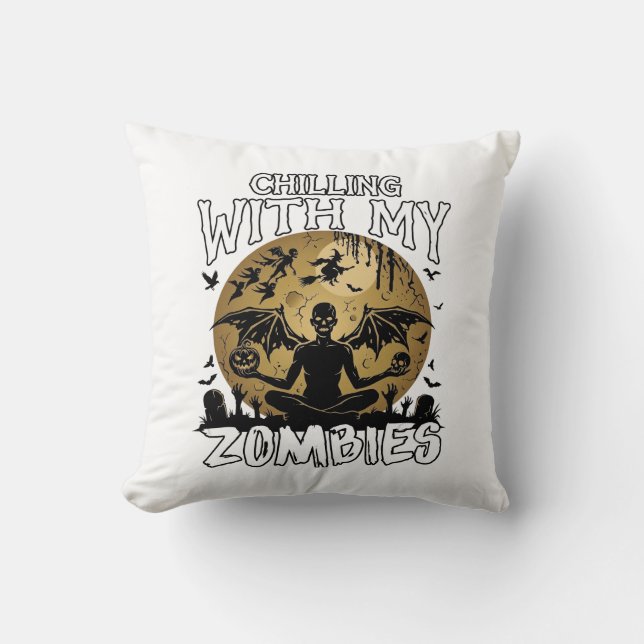 Coussin Zombies glaçants Halloween Démon ailé Lune Tombe (Recto)