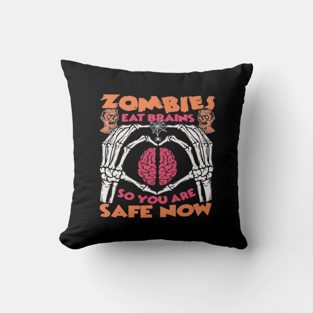 Coussin Zombies Manger Cerveaux Classique (Recto)