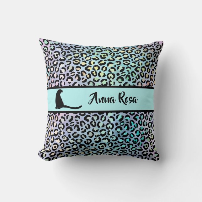 Coussin *~* Zones noires - Léopard Motif animal arc-en-cie (Recto)