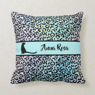 Coussin *~* Zones noires - Léopard Motif animal arc-en-cie