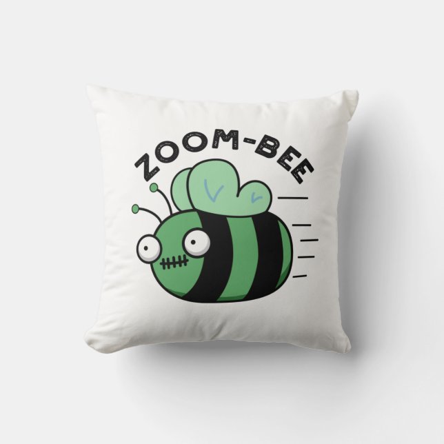 Coussin Zoom-bee Drôle Halloween Zombie Bee Pun (Recto)