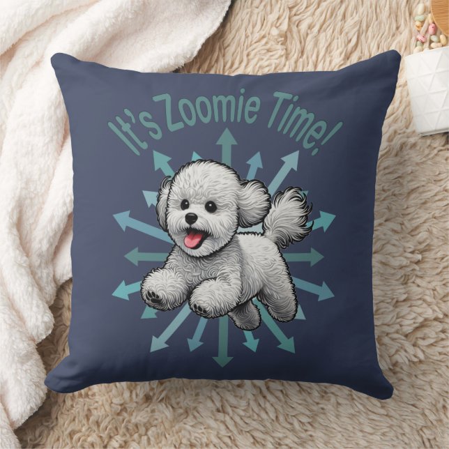 Coussin Zoomie Time Bichon Frise (Couverture)