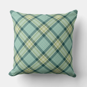 Coussins à Accent Plaid Aqua Blue et Pastel Green