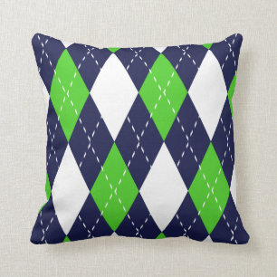 Coussins à motifs de losanges bleus et verts de
