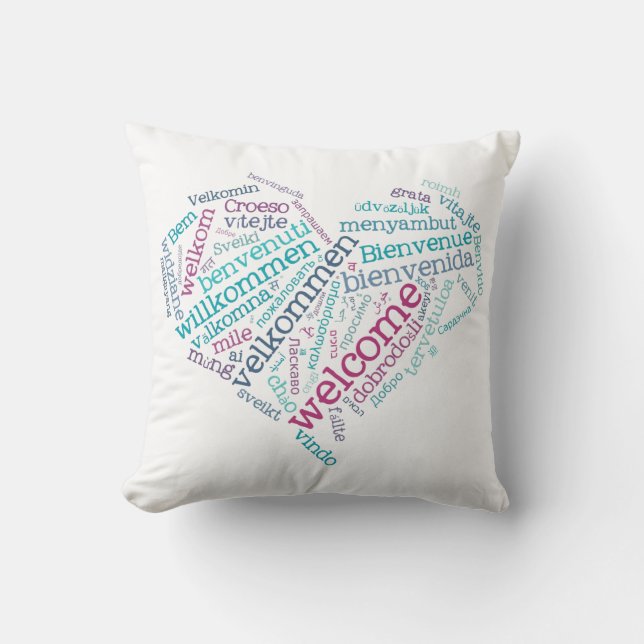 Coussins bienvenus de coeur (beaucoup de langues) (Recto)