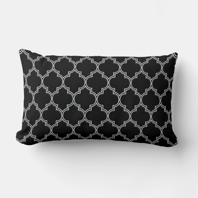 Coussins blancs de Quatrefoil et gris noirs (Recto)