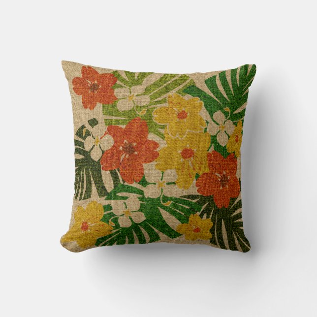 Coussins carrés floraux hawaïens de jardin de (Recto)