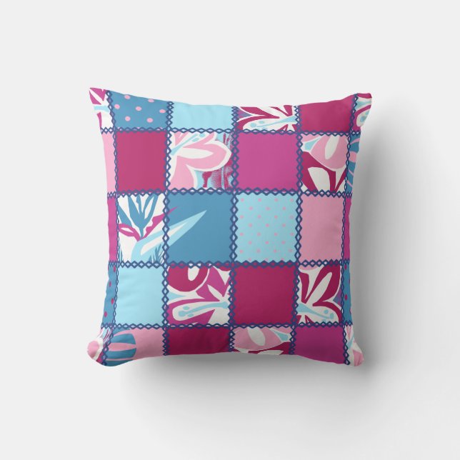 Coussins carrés réversibles Pokii Hawaiian Patchwo (Recto)