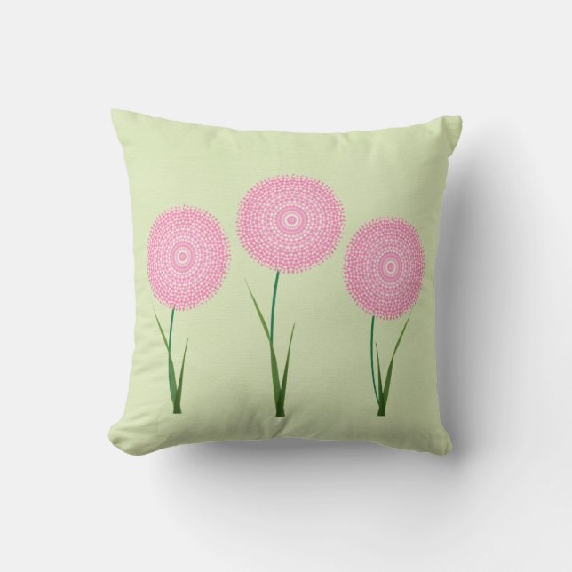 Coussins Coussins rose vert mou Fleurs florantes (Recto)