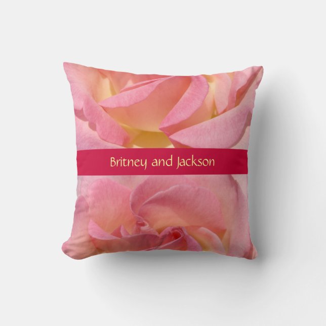 Coussins de fleurs de rose de cadeaux de mariage d (Recto)