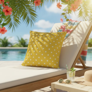 Coussins de jardin jaunes   Imprimé joli pois