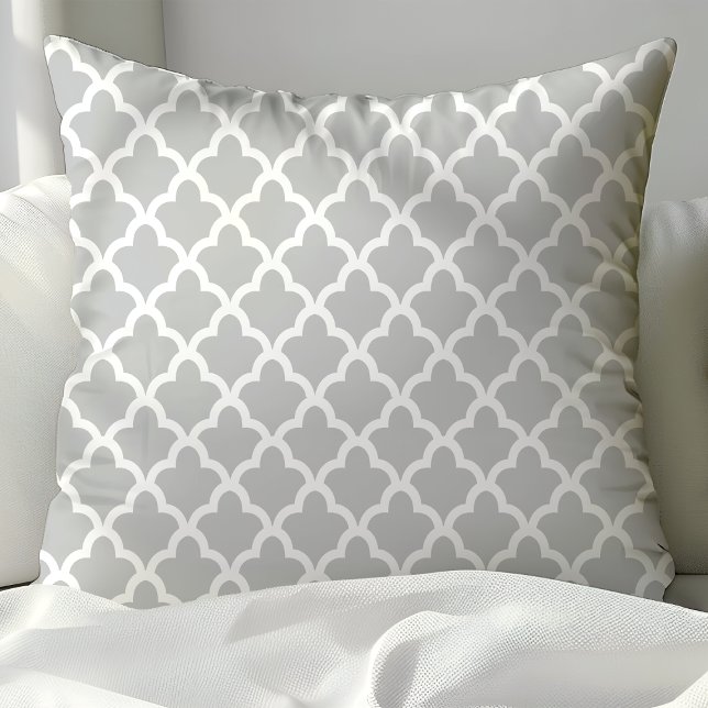 Coussins de jet à motif marocain gris et blanc (Créateur téléchargé)