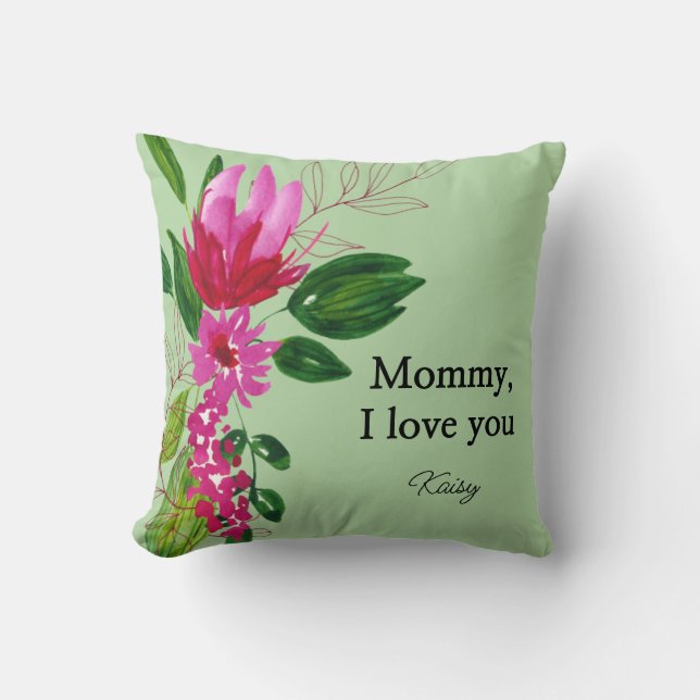 Coussins de jet de cadeau de mère florale rose (Recto)