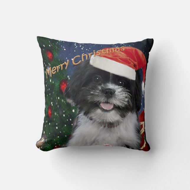 Coussins de Joyeux Noël de Shih Tzu (Recto)