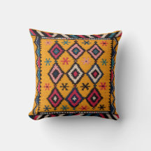 Coussins de Kilim jaune rayant