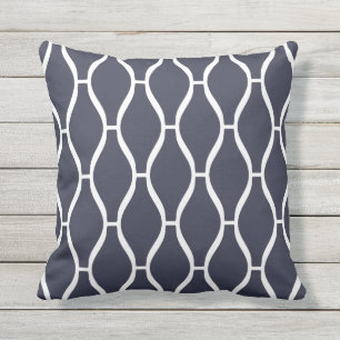 Coussins de la marine Blue Outdoor - Greek Trellis