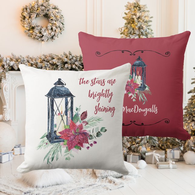 Coussins de Noël avec décoration de nom de famille (Family Name, Christmas Decoration Throw Pillow)